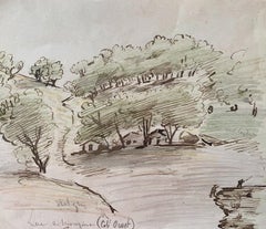 Casas en el Bosque  - Original en tinta y acuarela - Mediados del siglo XX