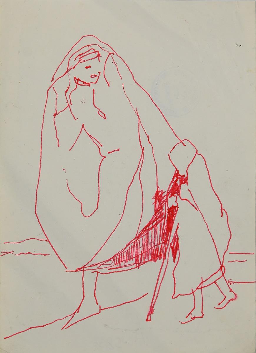 Figuren – Original China-Tinte von Herta Hausmann – Mitte des 20. Jahrhunderts