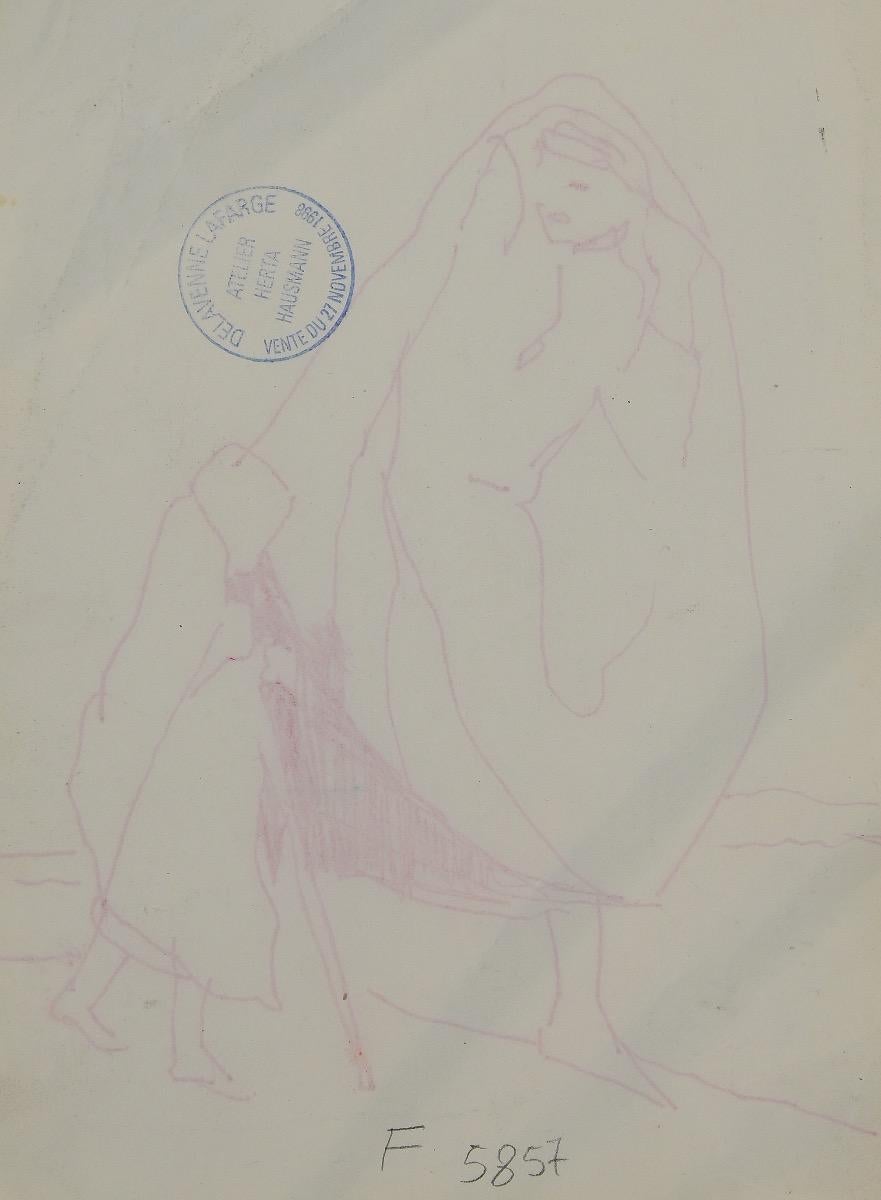 Figures - Original China ink by Herta Hausmann - Mid-20th Century For Sale 1