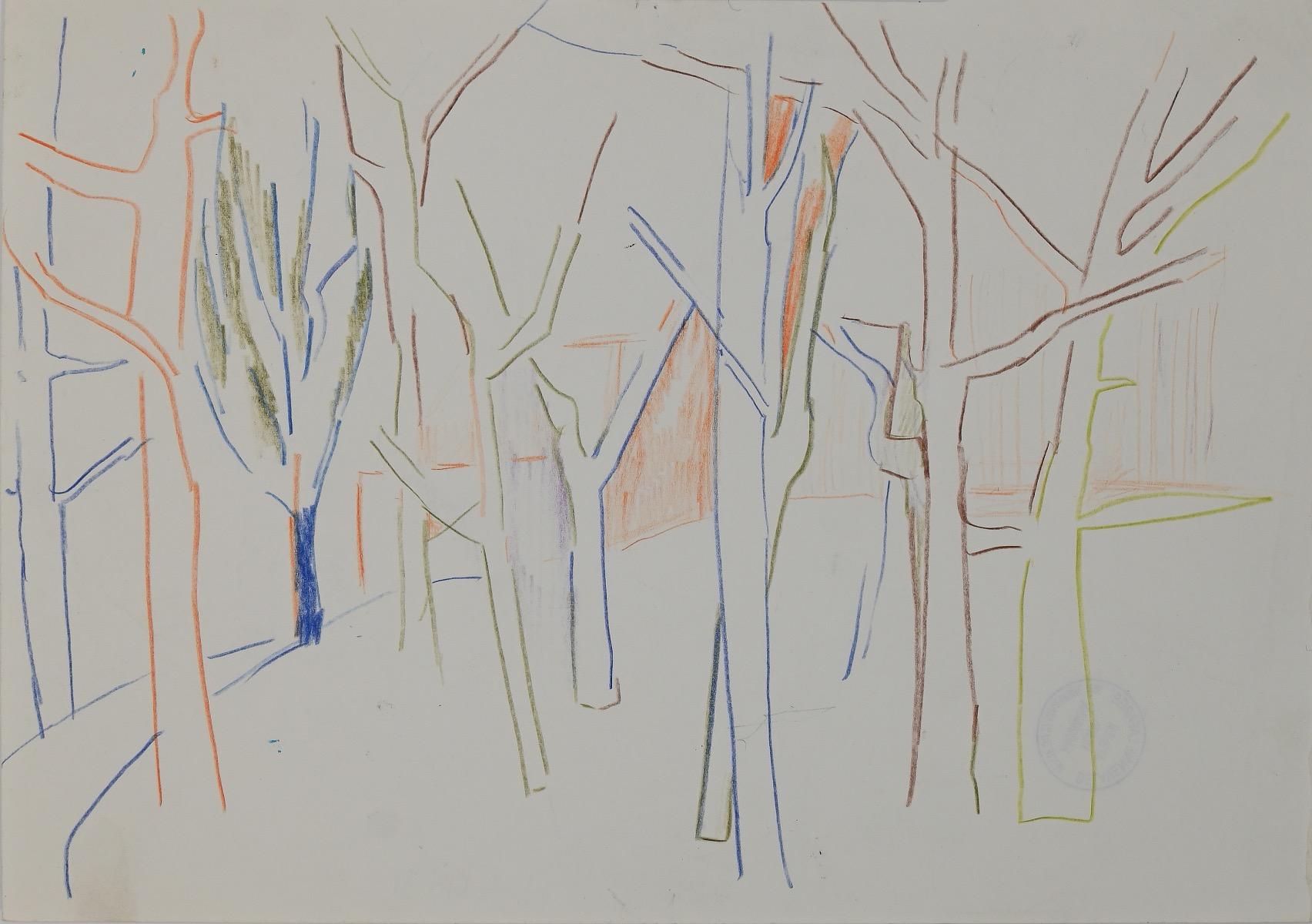 Trees - Original Pastels by Herta Hausmann - Mid-20th Century