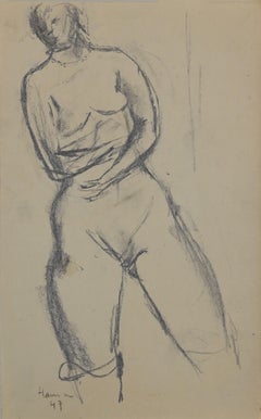 Vintage Nude of Woman - Original Pencil by Herta Hausmann - Mid-20th Century