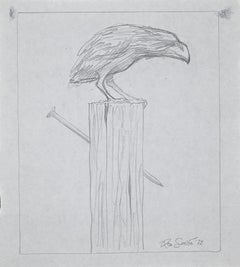 El cuervo - Dibujo a lápiz de Leo Guida - 1972