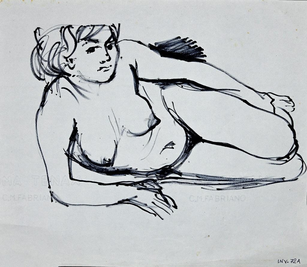 Female Nude - Marker Pen Drawing - 1970s - Art by Leo Guida