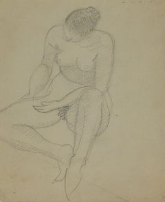 Donna nuda  - Matita originale di André Meaux Saint-Marc - Inizio XX secolo