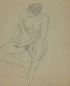 Naked Woman  - Original Pencil by André Meaux Saint-Marc - Early 20th Century