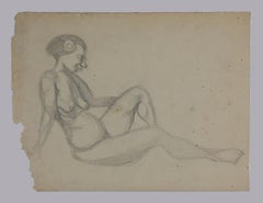Naked Woman  - Original Pencil by André Meaux Saint-Marc - Early 20th Century