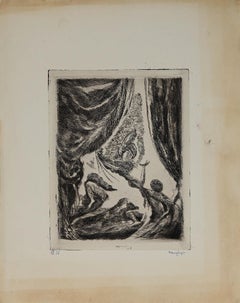 The Apparition - Original Etching by Henri Farge - Early 20th century