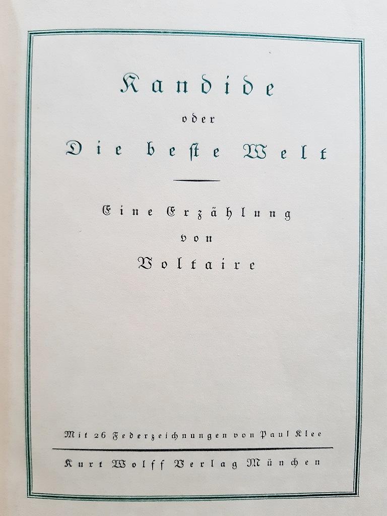 Kandide oder die beste Welt – seltenes Vintage-Buch, illustriert von Paul Klee – 1920 im Angebot 1