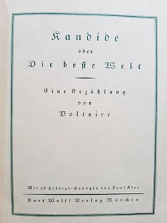 Kandide und die beste Welt - Livre vintage rare illustré par Paul Klee - 1920
