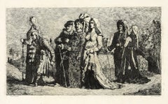 Antique Wedding Procession - Original Etching by Jean Vandekerkhove - 1860