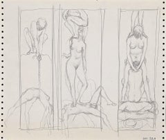 Triptych - Original Pencil Drawing by Leo Guida - 1970s