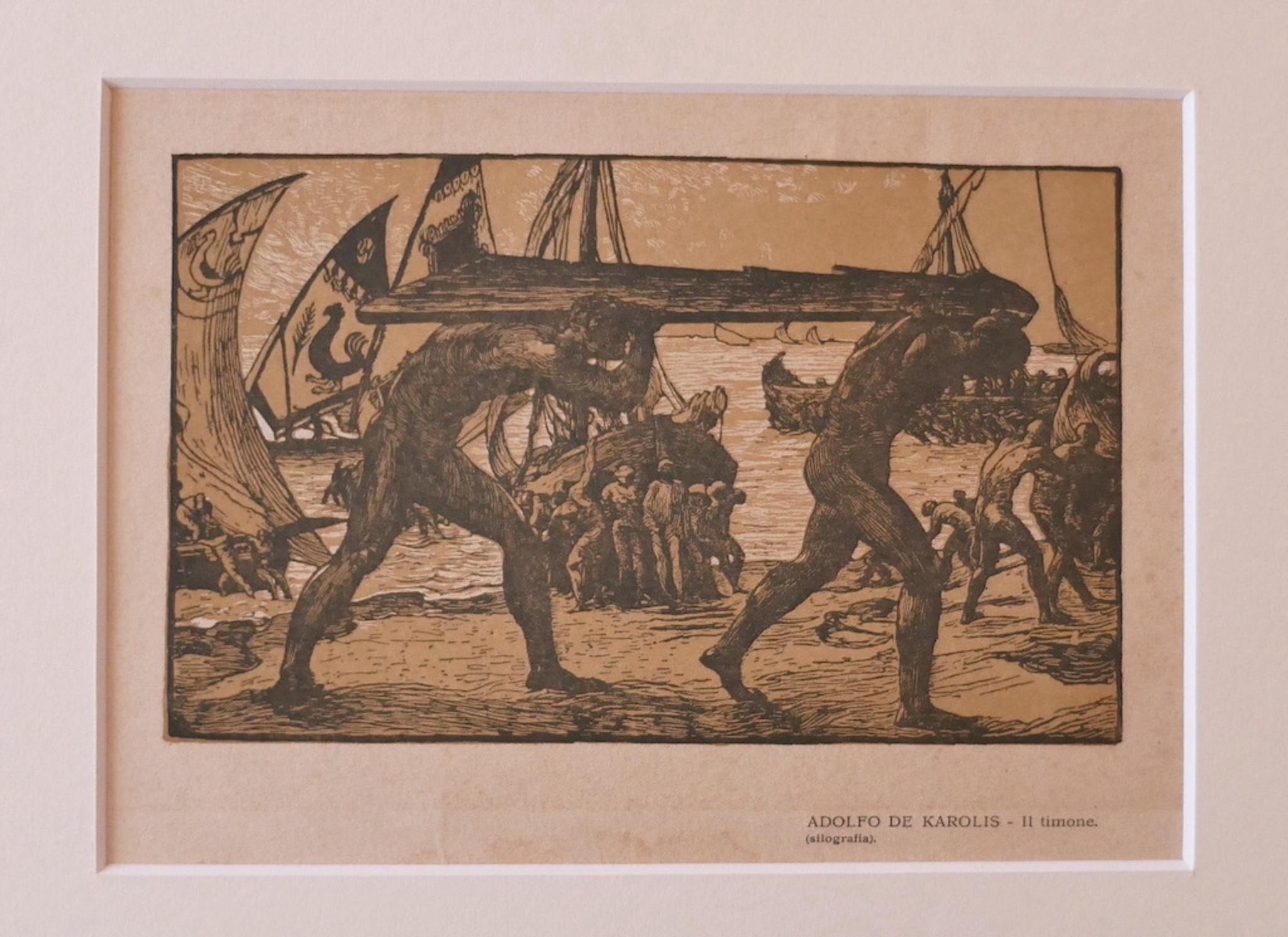 The Rudder is an original xilograph on ivory-colored paper realized by Adolfo De Karolis in 1925 ca.

The state of preservation is good.

Signed and titled, Adolfo De Karolis - Il Timone, silografia, on the lower right.

Adolfo De Carolis or De