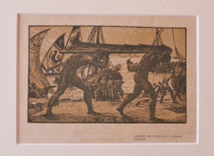 Antique The Rudder - Original Woodcut by Adolfo De Karolis - 1925s