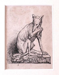 Antique Diana - Ink Drawing by Frans Stracké - 19th Century