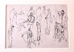 Figures - Ink Drawing by Herta Hausmann - Mid-20th Century