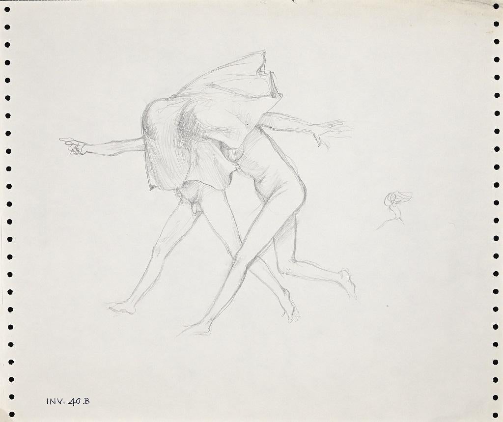 Leo Guida Figurative Art - Two Figures - Drawing - 1970s