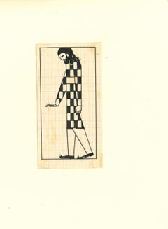 Antique Figure 1920 - China ink Drawing by Bruno Angoletta - 1920