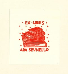 Ex Libris Ada Brunello - gravure sur bois originale - début du XXe siècle