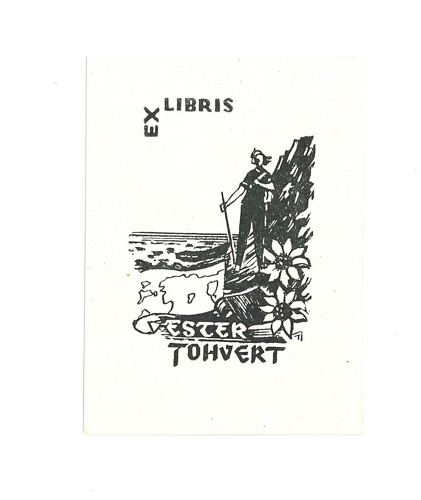 Ex Libris Ester Tohvert - Original Woodcut - Early 20th Century - Art by Unknown