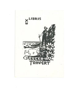 Ex Libris Ester Tohvert - gravure sur bois originale - début du XXe siècle