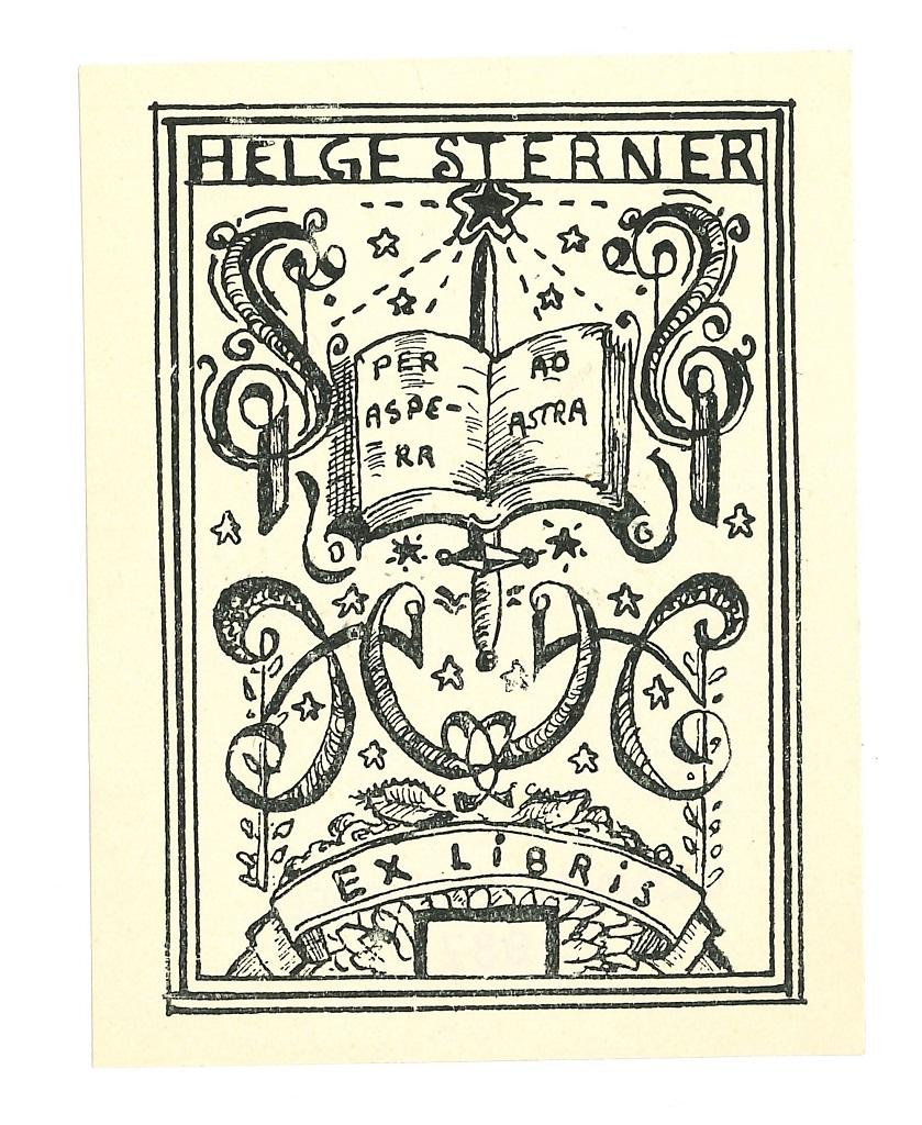 Ex Libris Helge Sterner - Original Woodcut - Early 20th Century - Art by Unknown