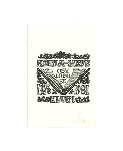 Jarve Ex Libris Kohtla - Taille sur bois originale - Début du 20ème siècle