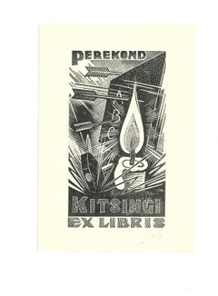 Ex Libris Kitsingi - gravure sur bois originale - début du XXe siècle