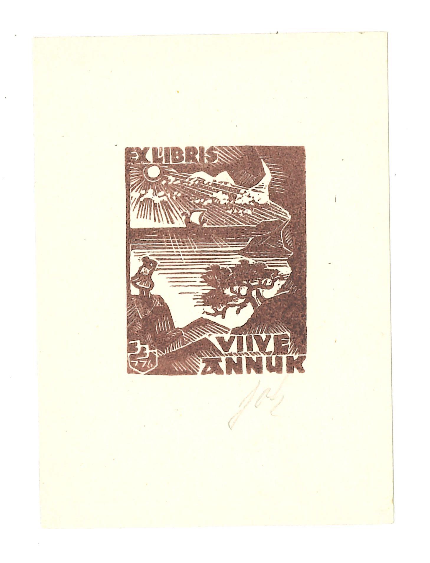 Ex Libris Viine Annuk - Original Woodcut - Early 20th Century - Art by Unknown