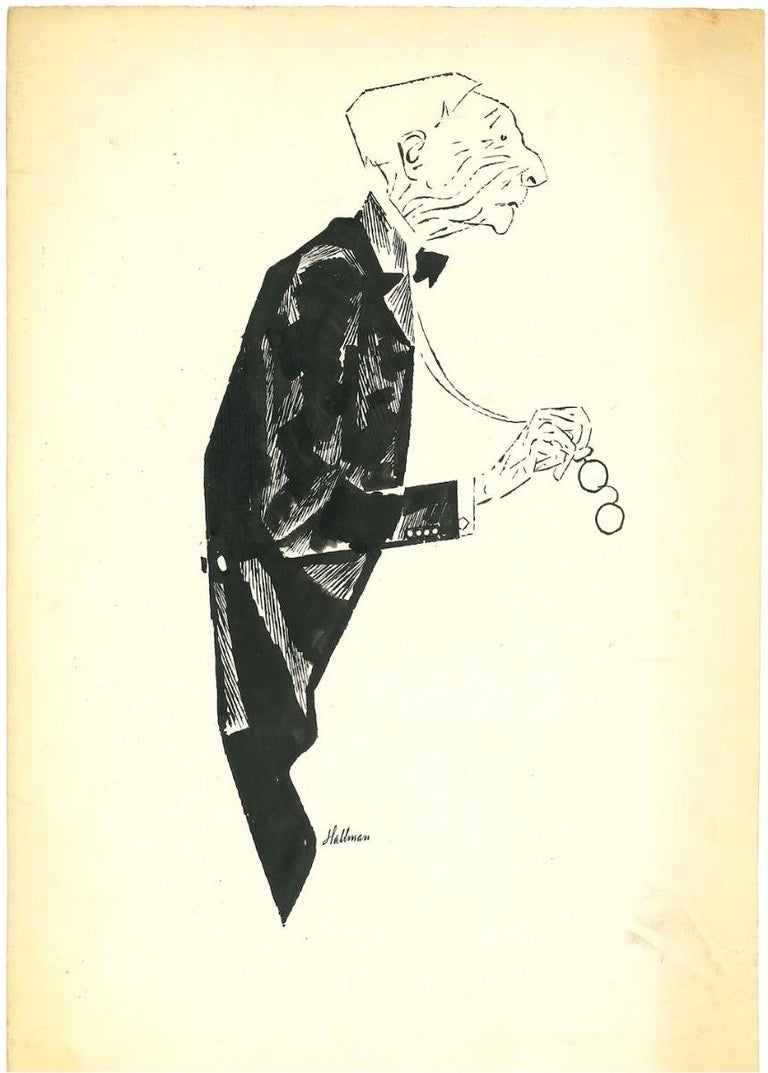 Adolf Reinhold Hallman - New Yorker - China Ink Drawing by Adolf Reinhold  Hallman - 1956 ca. For Sale at 1stDibs