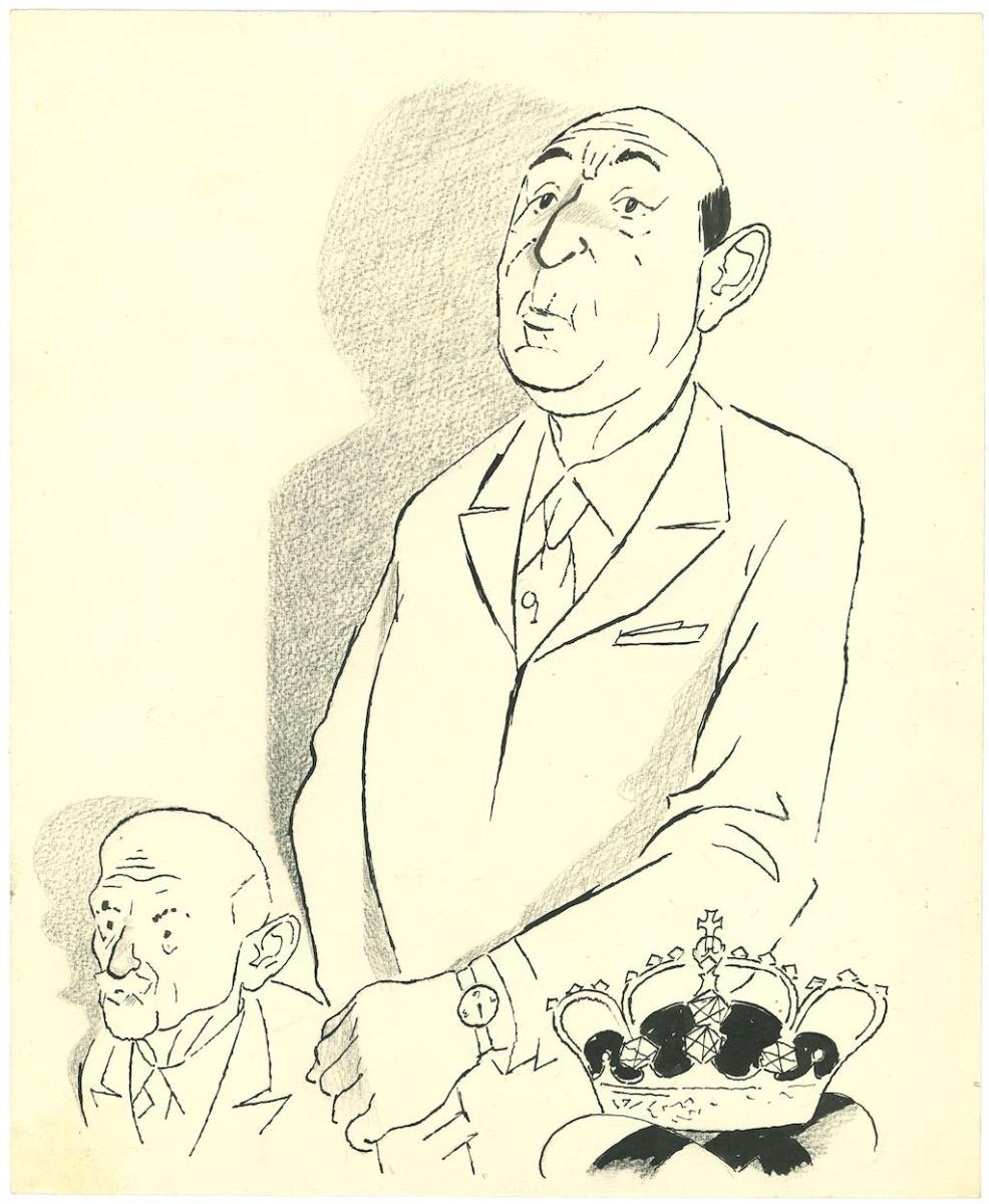 Adolf Reinhold Hallman Figurative Art - The King - China Ink Drawing by A. R. Hallman - Mid-20th Century