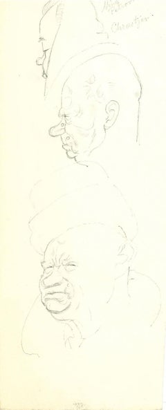 Faces - Pencil Drawing by A. R. Hallman - 1963 ca.