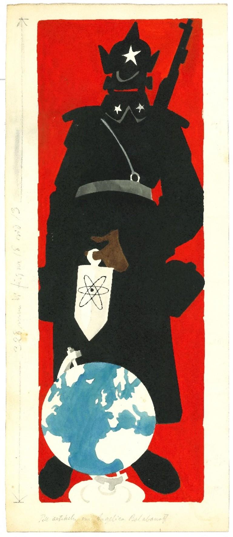 Adolf Reinhold Hallman Figurative Art - Soviet Soldier - China ink and tempera by A. R. Hallman - 1950 ca.