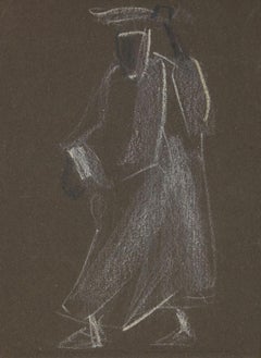 Shadowy Figure - Original Pastel by Helen Vogt - Mid-20th Century