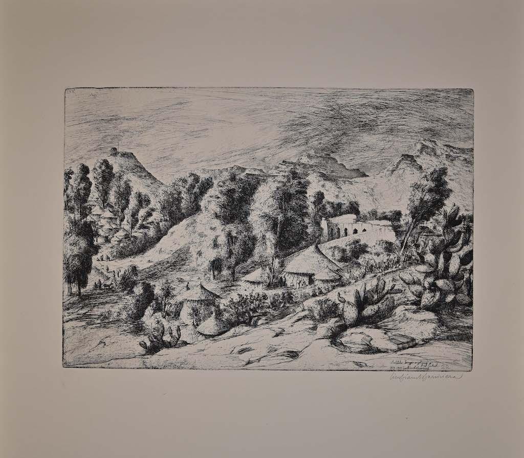 Lalibela - Bièt Gàbriel ist eine Originalradierung auf Papier von Lino Bianchi Barriviera aus den Jahren 1939 bis 1943.

Handsigniert mit Bleistift am unteren Rand. Titel und Datum am unteren Rand. Auch auf der Platte datiert und signiert.

Auflage