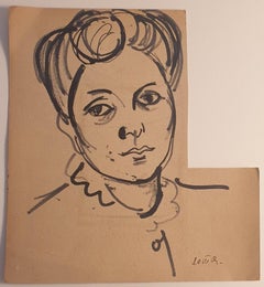 Retratos - Dibujo original en acuarela - mediados del siglo XX