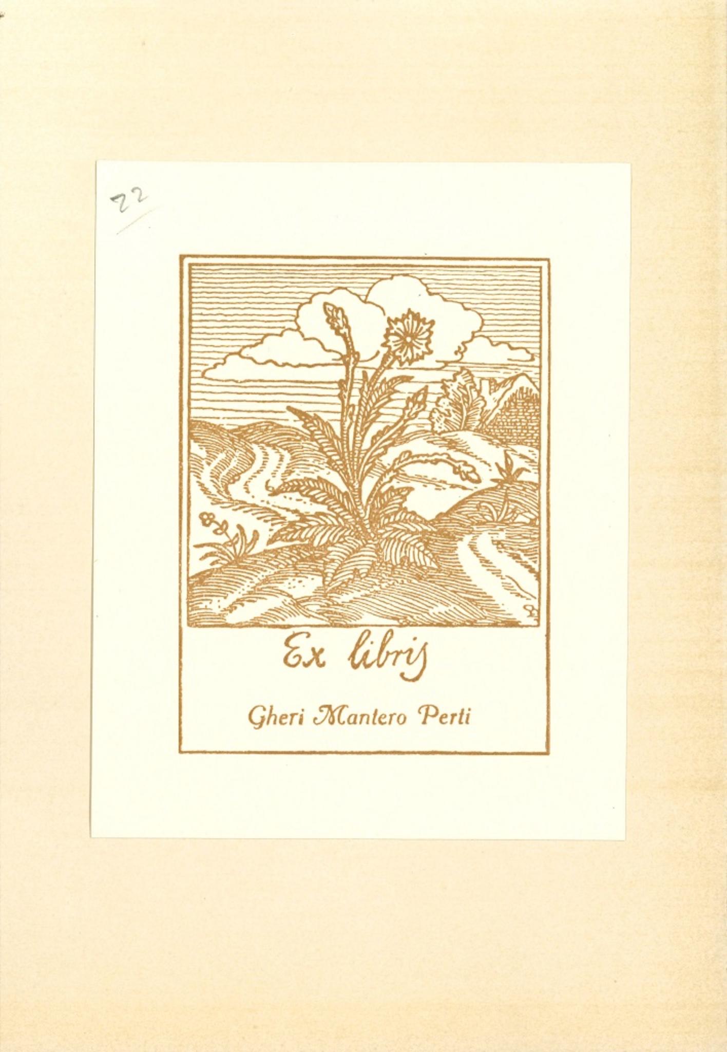 Ex Libris Gheri Mantero - Original Woodcut - Mid-20th Century - Art by Unknown
