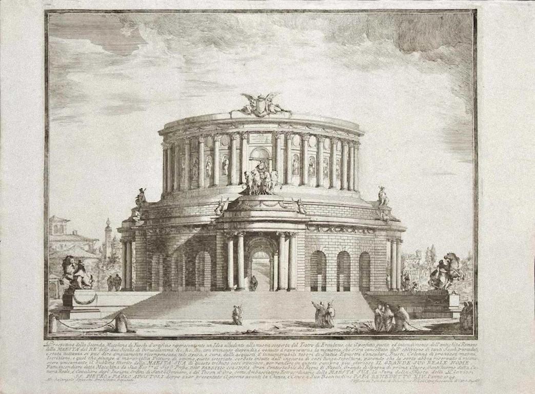 Michelangelo Specchi (after) Landscape Print - Roman Theater - Etching after Michelangelo Specchi - Mid-18th Century