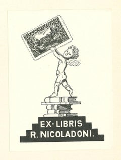 Vintage Ex Libris Nicoladoni - Original Woodcut - 1960s