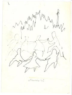 La Danse - Ink Drawing by Mino Maccari - 1960s