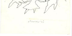 La Danse - Ink Drawing by Mino Maccari - 1960s
