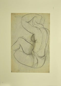 Mediterrane Flora - Original-Bleistiftzeichnung - 1950er Jahre