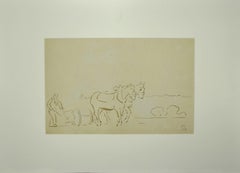 Horses with Plough - Watercolor - Late 19th Century