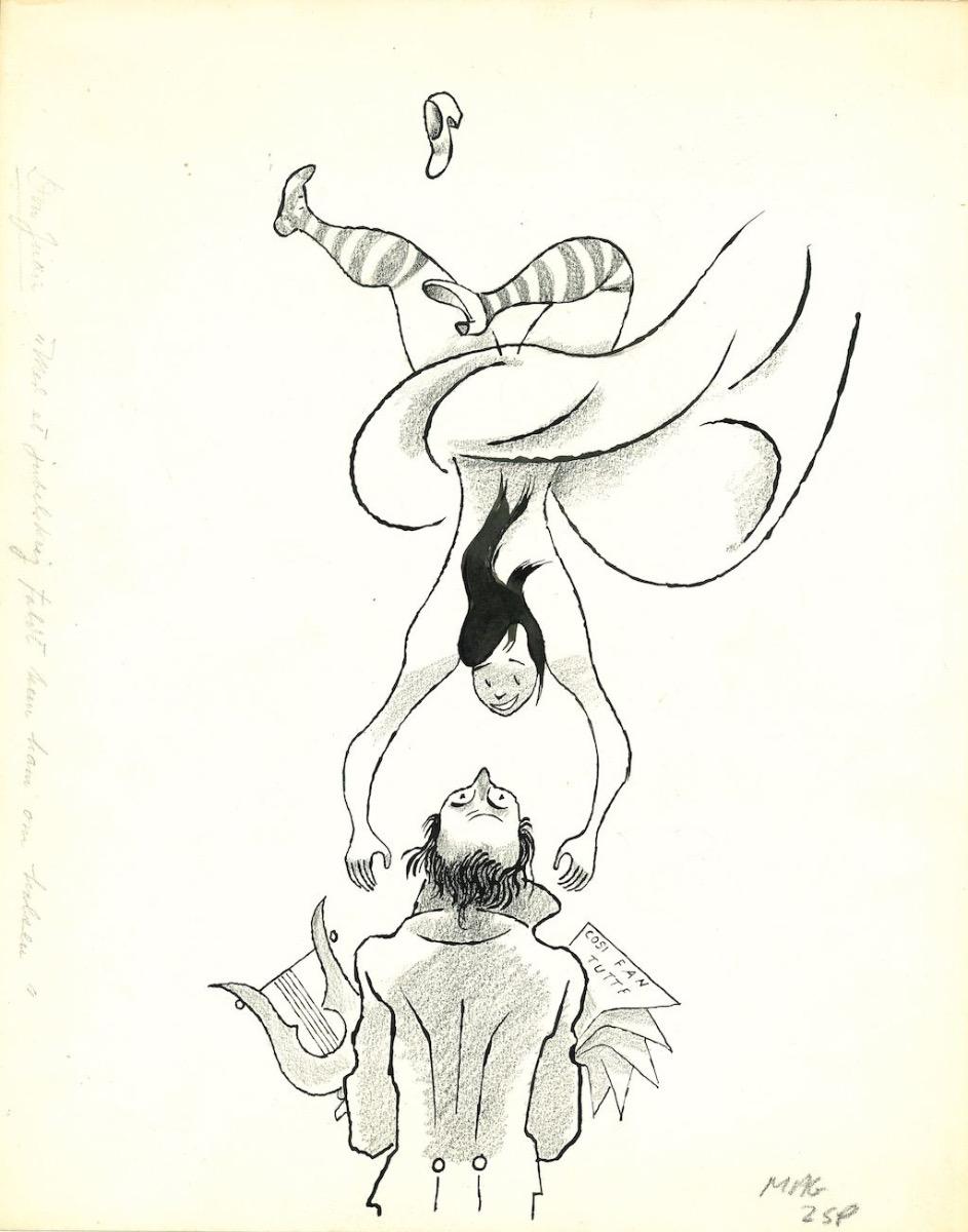 Adolf Reinhold Hallman Figurative Art - Don Juan - Cosi Fan Tutte - China Ink and Pencil by A. R. Hallman - 20th Century