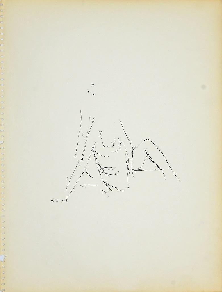 Figure féminine est un dessin original à l'encre de chine sur papier ivoire réalisé par Herta Haausmann (1892-1972).

Marqueur noir sur papier.

En bon état. Il s'agit d'un dessin original représentant un beau nu de femme.

Non signé. Papier pour