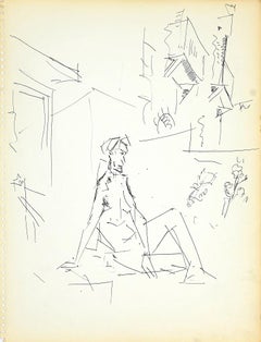 Nudità femminile - Disegno ad inchiostro di Herta Hausmann - Anni '50