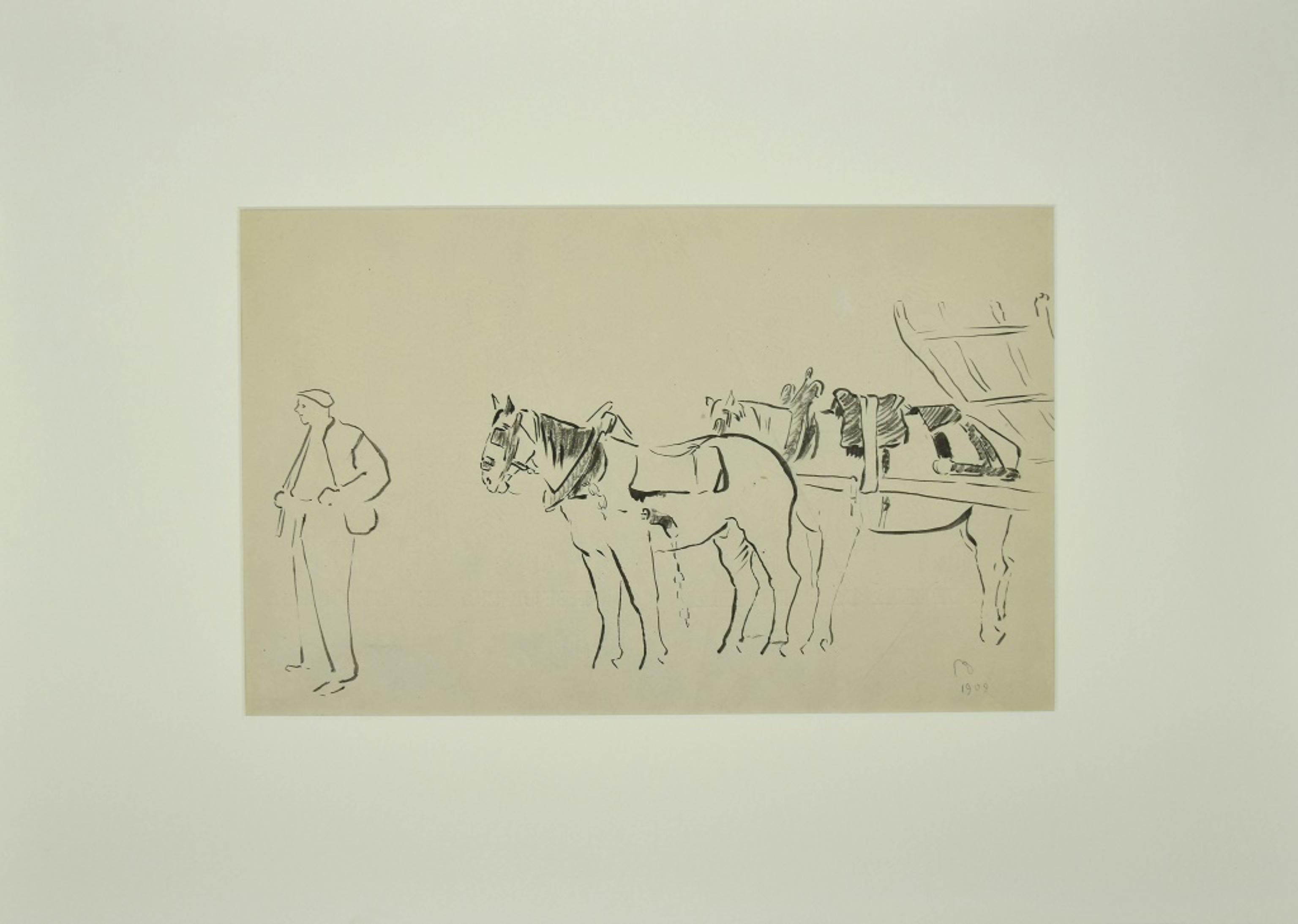 Workhorses - Original Watercolor - 1909