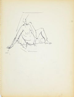 Figure féminine - dessin original au crayon par Herta Hausmann - années 1950