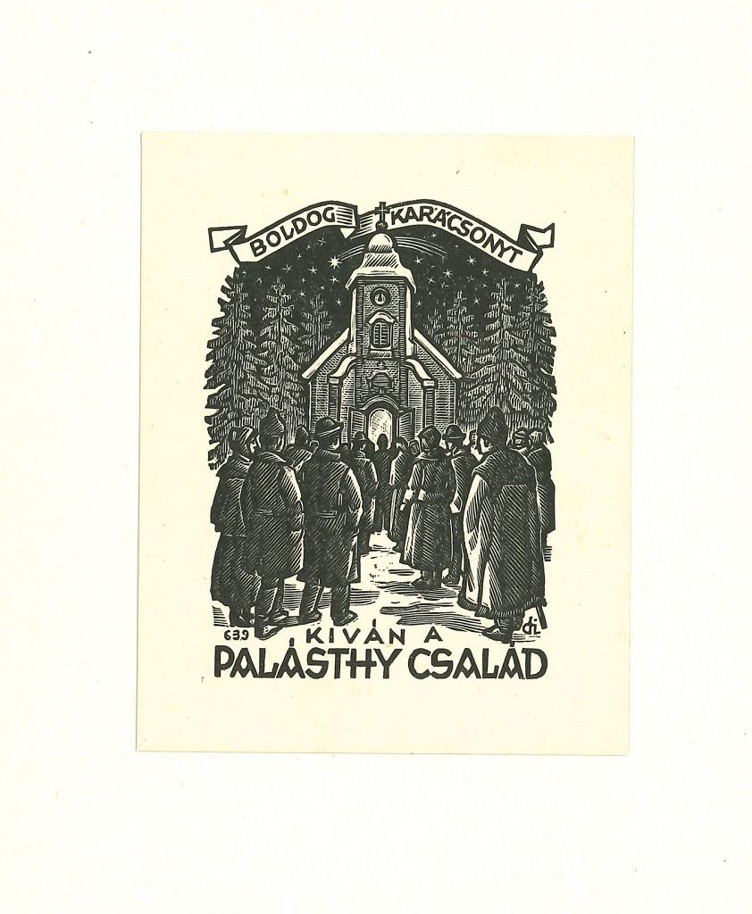 Ex Libris Palastrhy Csalad - gravure sur bois originale - années 1960