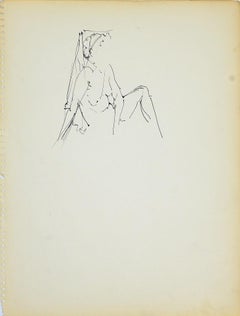 Frauenfigur 2 – Original Bleistiftzeichnung von Herta Hausmann – 1950