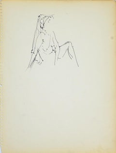 Female Figure 2 - Original Pencil Drawing by Herta Hausmann - 1950